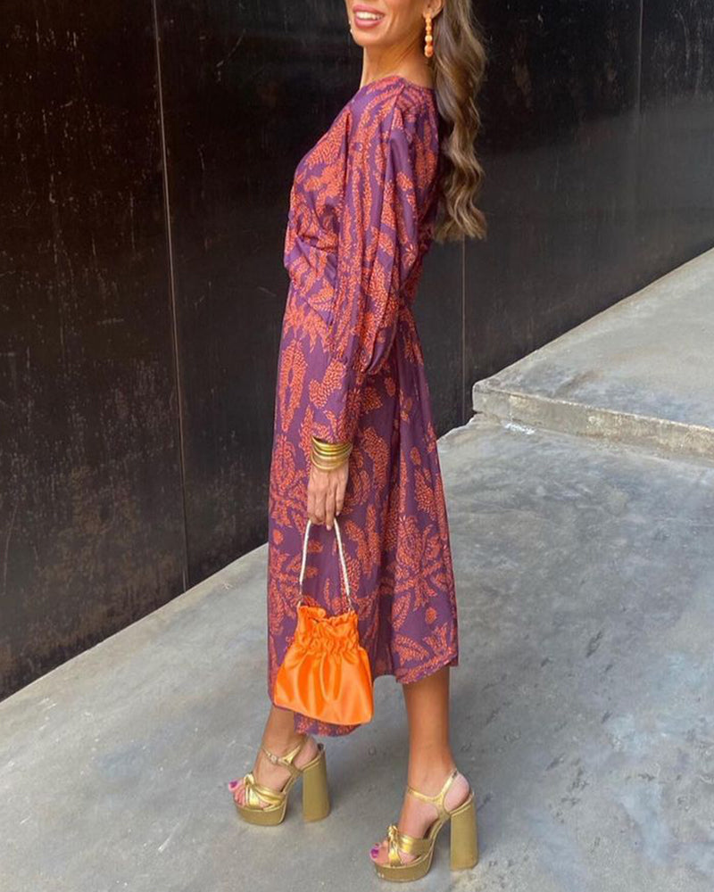Diane | Robe Midi Imprimée - Violet
