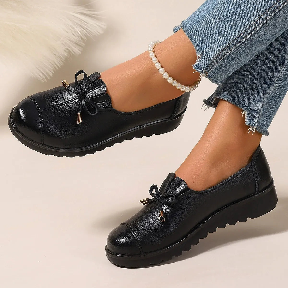 Agathe | Mocassins Confort à Soutien Intégral – Noir