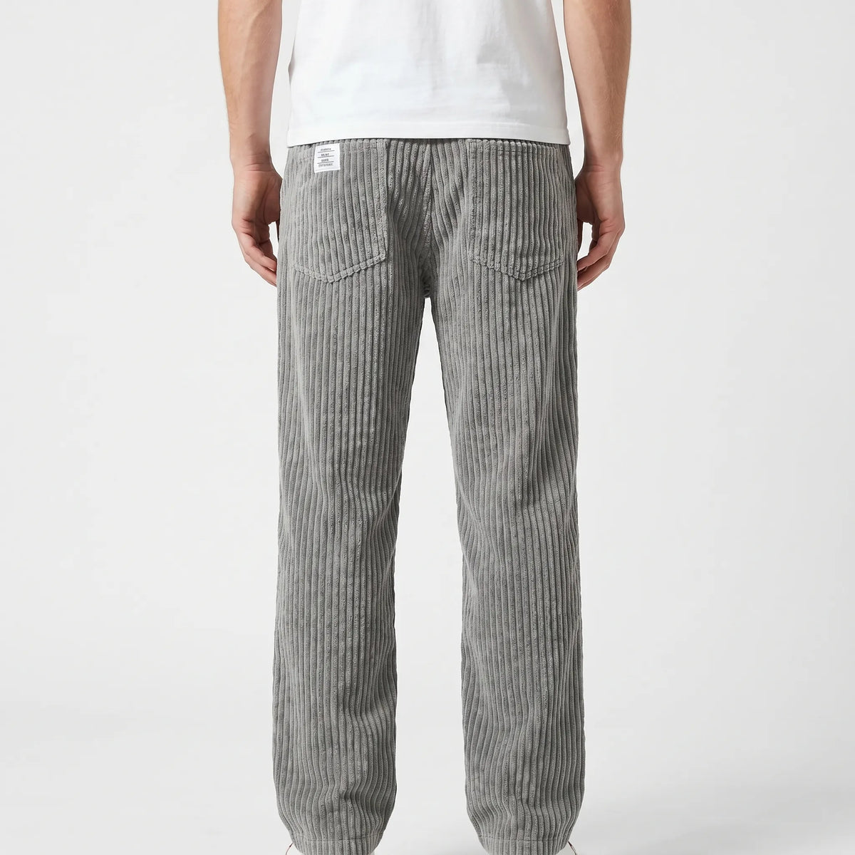 Bertico | Pantalon en Velours Côtelé à Taille Élastique – Gris