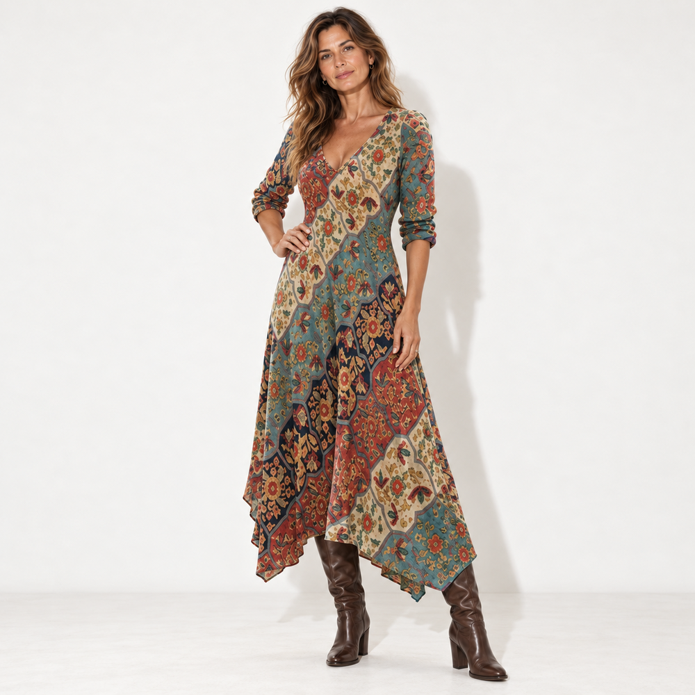 Kiara | Robe Fluide à Coupe Ample – Multicolore