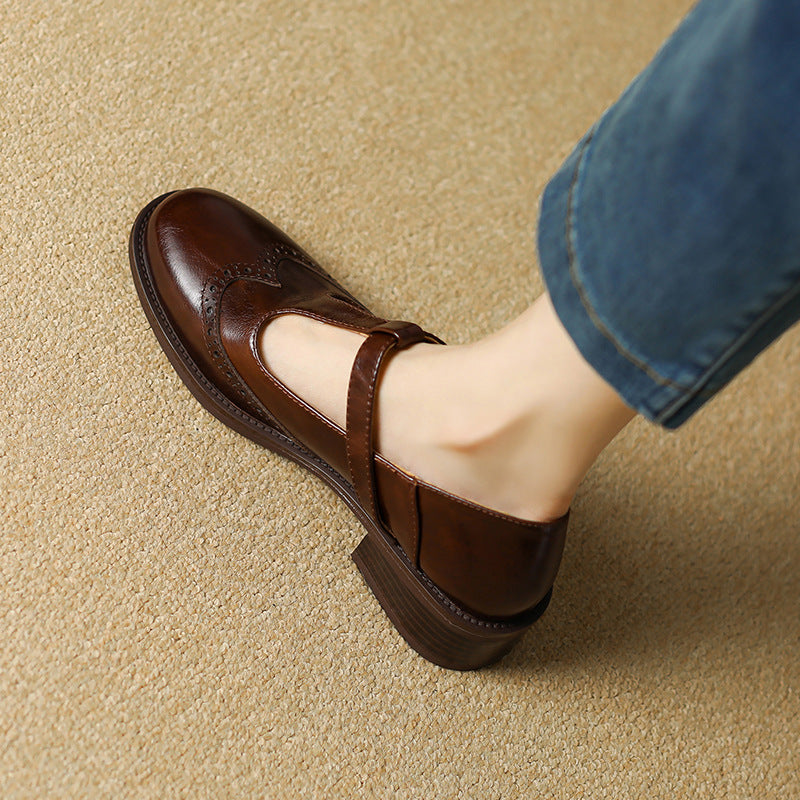 Romane | Chaussures Mary Jane – Marron, vue de profil