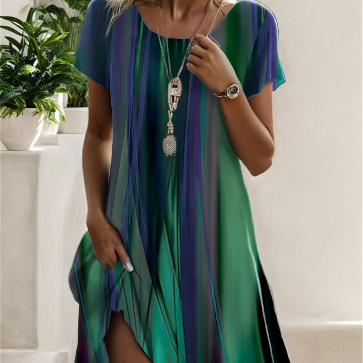 Alina | Robe Midi d’Été – Vert Aurore