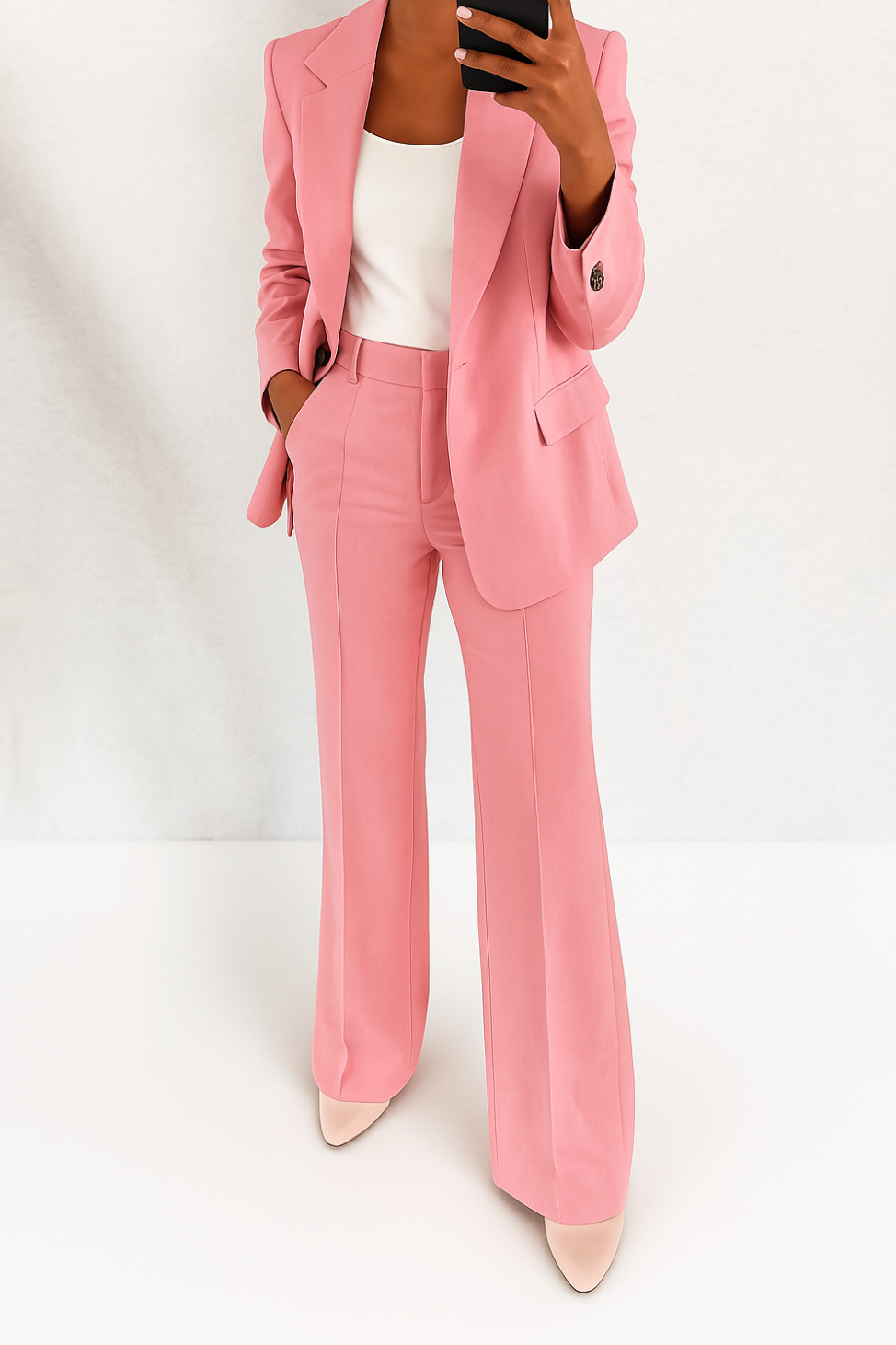 Elsa | Tailleur Élégant à Coupe Structurée - Rose