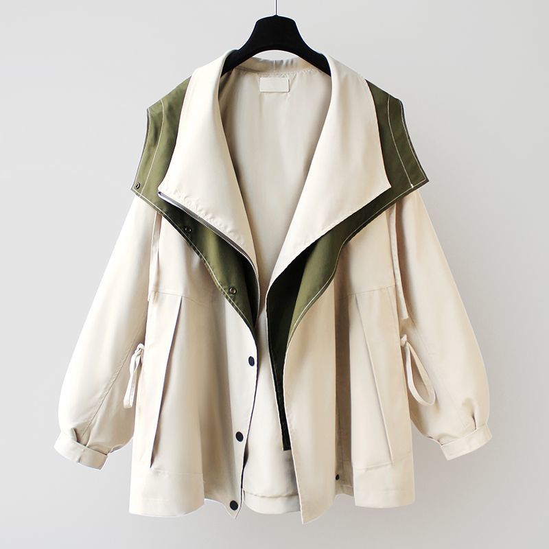 Émilie veste oversize bicolore écru et vert olive