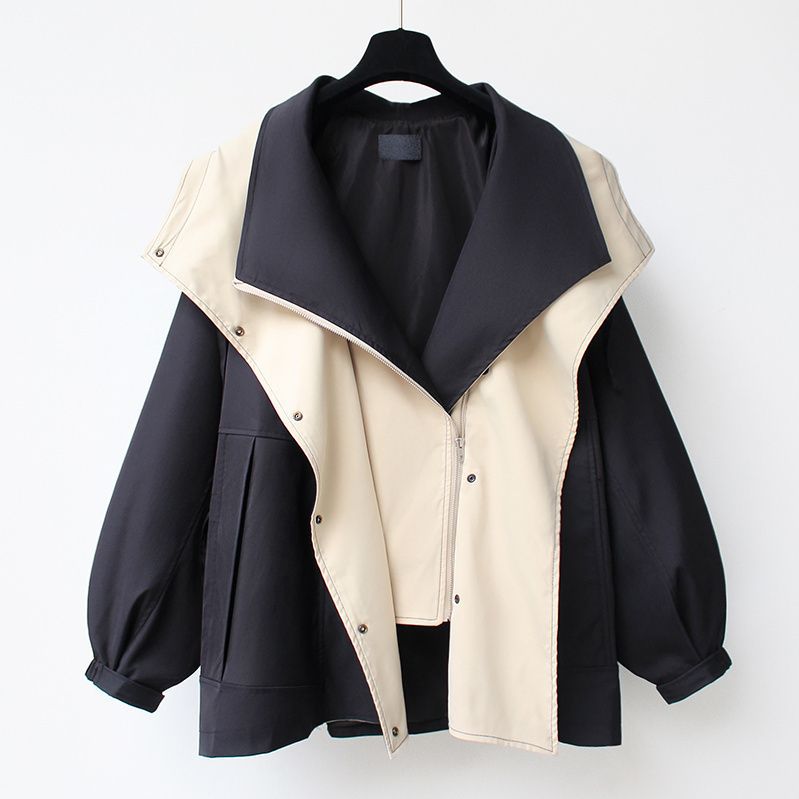 Émilie veste oversize bicolore noir et écru