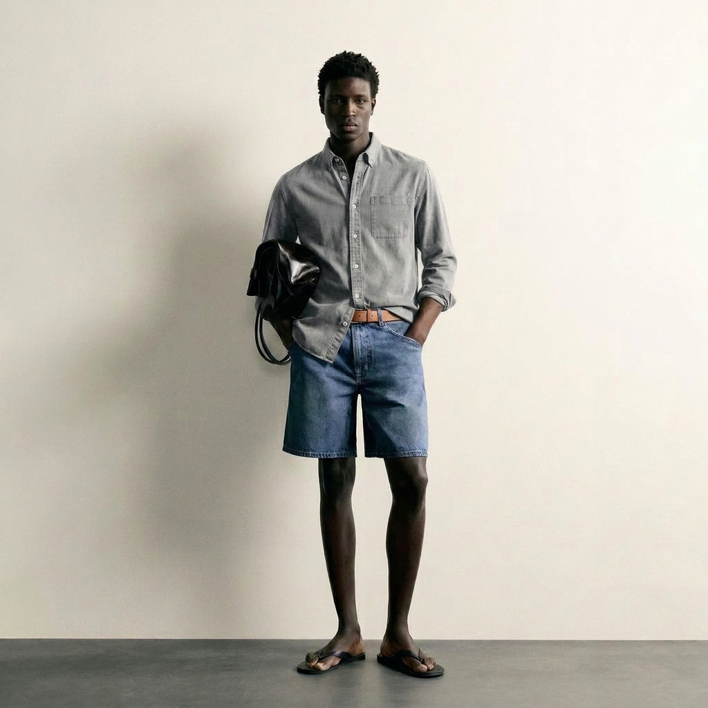 Max Chemise Décontractée Gris Clair - Photo IA