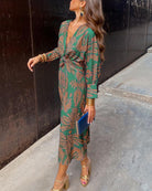 Diane | Robe Midi Imprimée - Vert