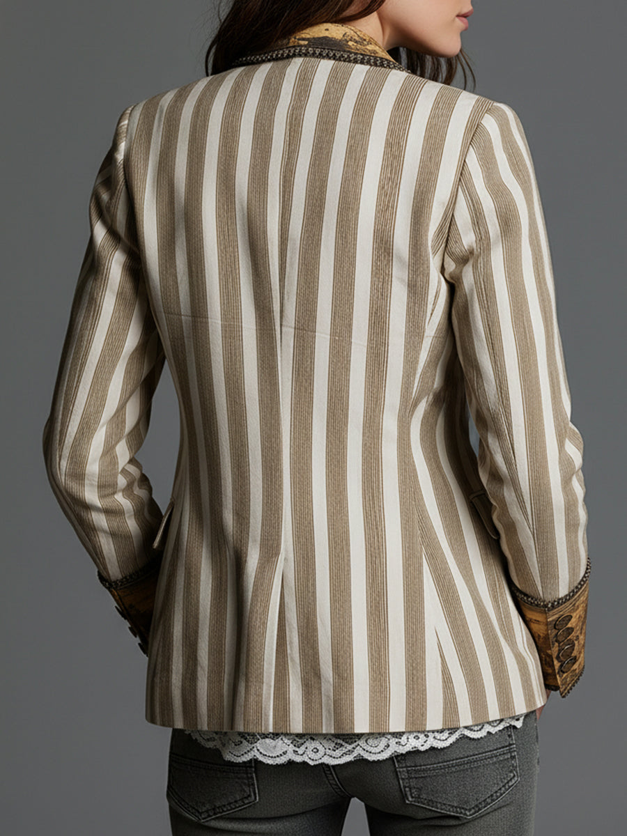 Ava | Blazer à Revers et Imprimé Rayé Bohème – vue de dos
