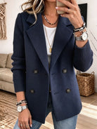 Carla | Blazer Élégant à Manches en Maille, bleu marine