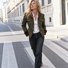 Anaïs | Blazer Vintage à Chevrons olive, vue de face