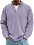 Axel | Pull Côtelé à Col Zippé en Mauve