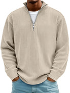 Axel | Pull Côtelé à Col Zippé en Beige