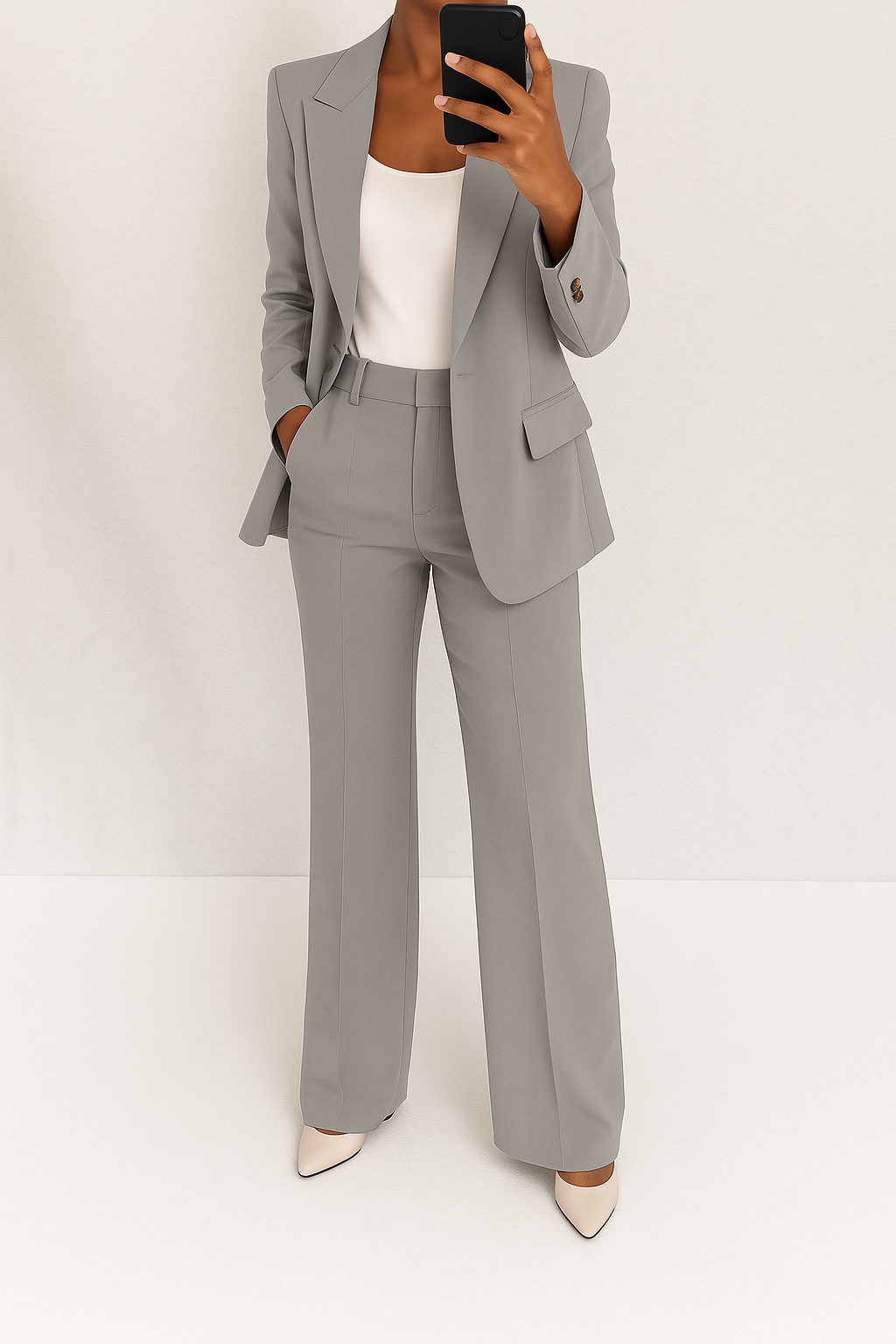 Elsa | Tailleur Élégant à Coupe Structurée - Gris