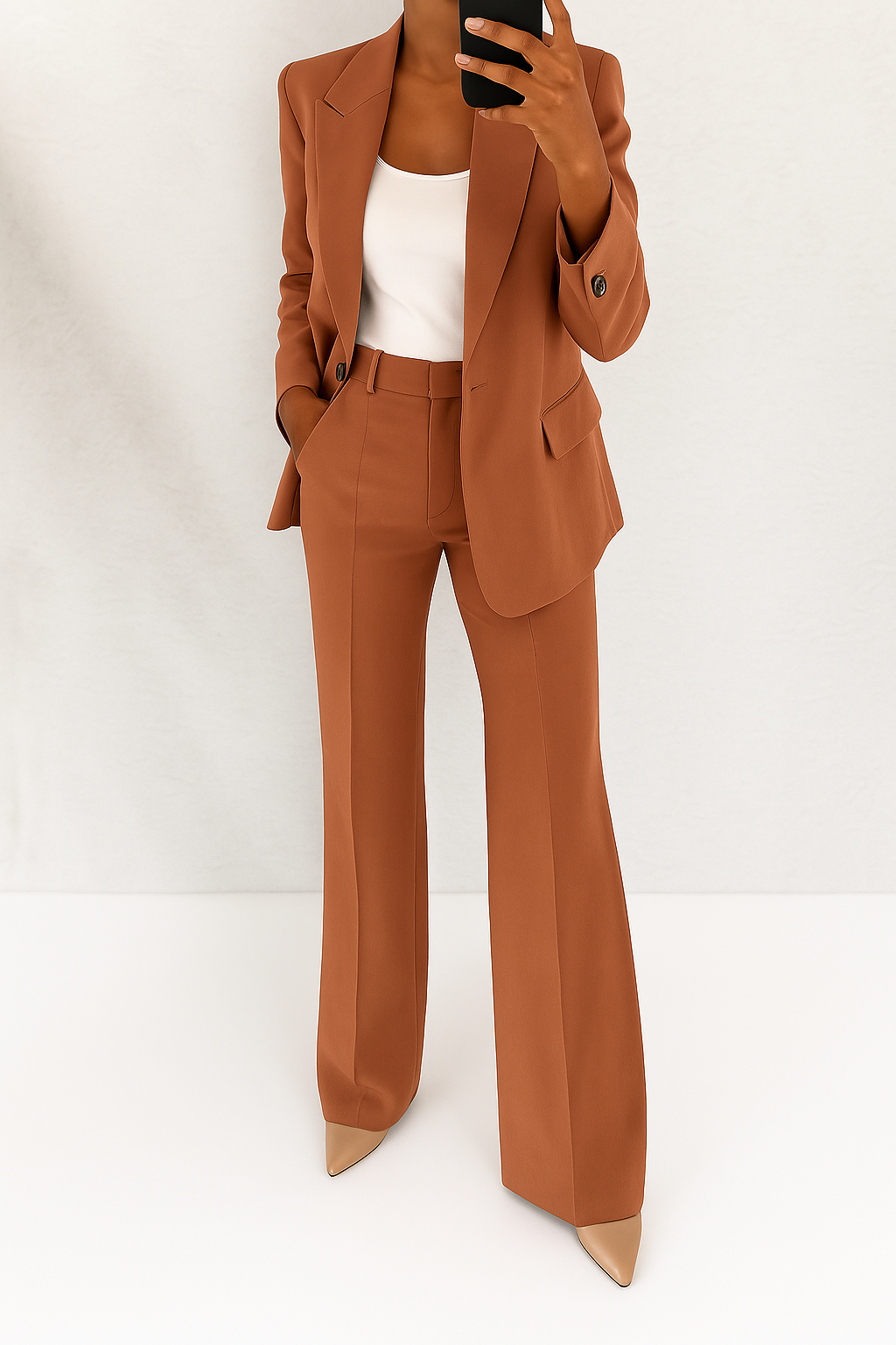 Elsa | Tailleur Élégant à Coupe Structurée - Marron