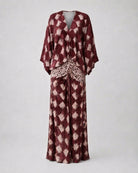 Maelia - robe maxi imprimé mosaïque bordeaux, à plat