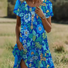 Alina | Robe Midi d’Été – Fleur Bleue