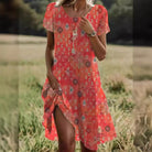 Alina | Robe Midi d’Été – Rouge Corail