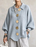 Lola | Cardigan Oversize à Gros Boutons Dorés - Bleu Ciel