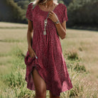 Alina | Robe Midi d’Été – Bordeaux à Pois