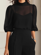 Sarah | Ensemble Élégant 3 Pièces – Noir, détail du pantalon