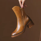 Céline bottines en cuir marron à talon carré