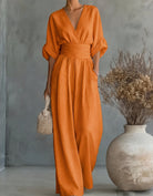 Eva | Combinaison Chic à Jambes Larges en Orange
