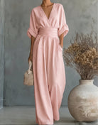Eva | Combinaison Chic à Jambes Larges en Rose Clair