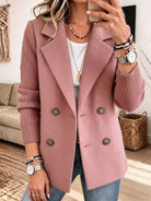 Carla | Blazer Élégant à Manches en Maille, rose poudré