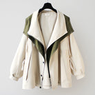 Émilie veste oversize bicolore écru et vert olive