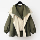 Émilie veste oversize bicolore vert olive et écru