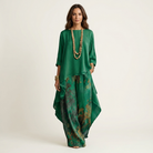 Maya | Ensemble Asymétrique en Coton et Soie - Vert Émeraude