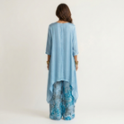 Maya | Ensemble Asymétrique en Coton et Soie - Bleu Ciel, vue de dos