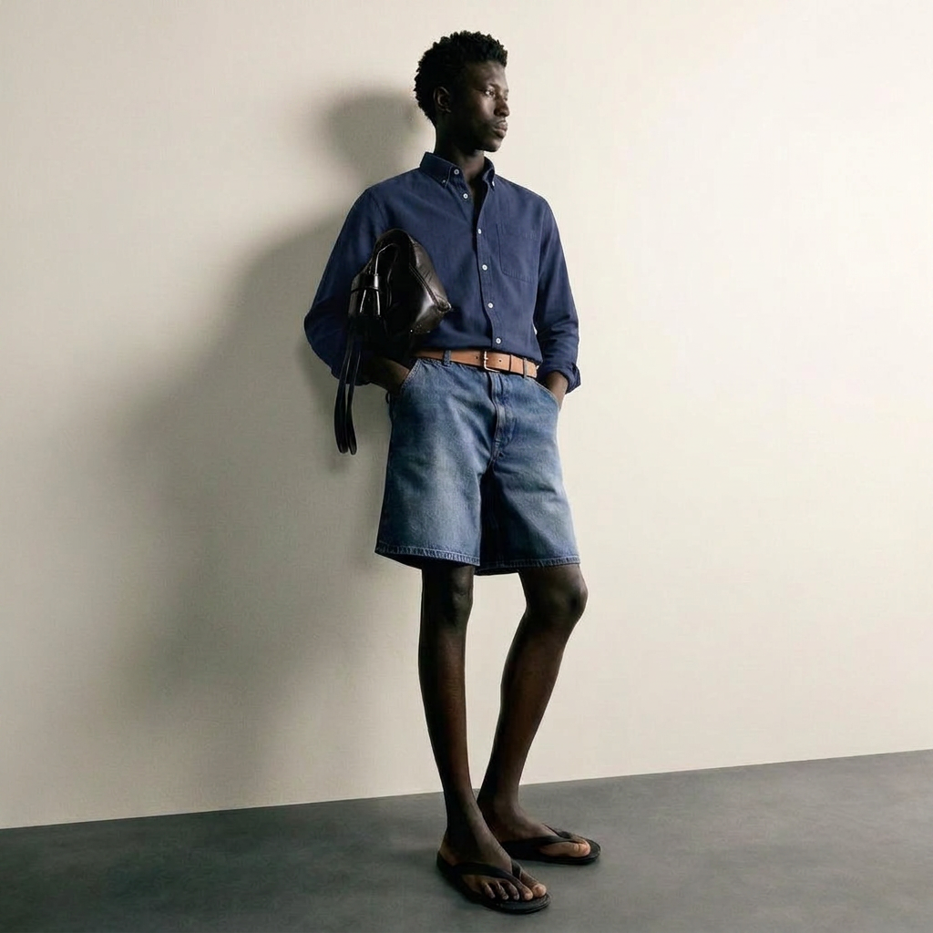 Max Chemise Décontractée Bleu Foncé - Photo IA