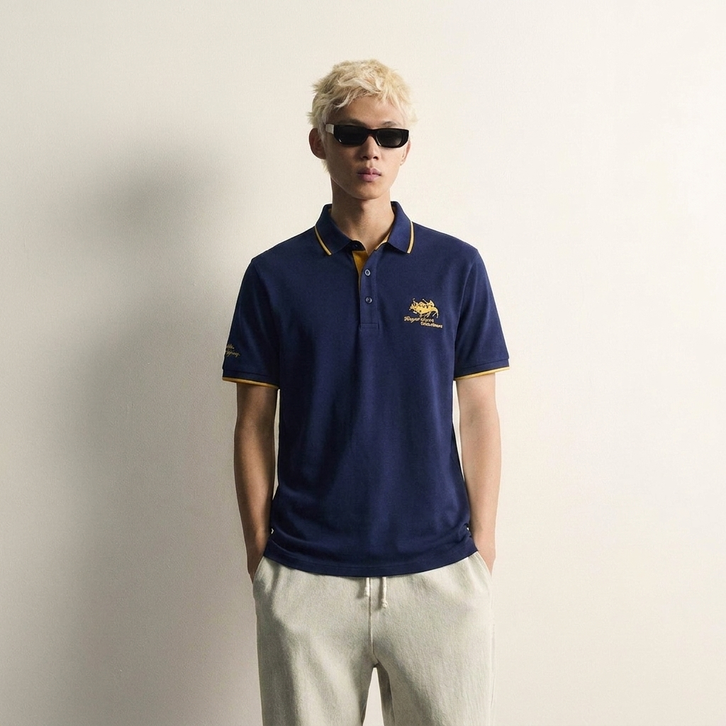 Paul Polo Élégant Bleu - Photo IA