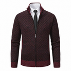 Mathis cardigan zippé à col montant, coloris bordeaux, motif losange