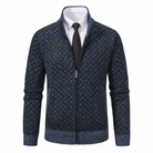 Mathis cardigan zippé à col montant, coloris bleu marine, motif losange