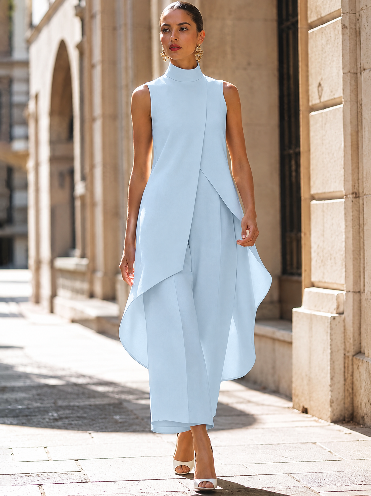 Mathilde combinaison longue élégante, coloris bleu