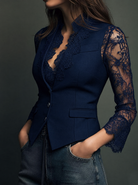 Mila blazer à manches semi-transparentes, coloris Bleu Marine