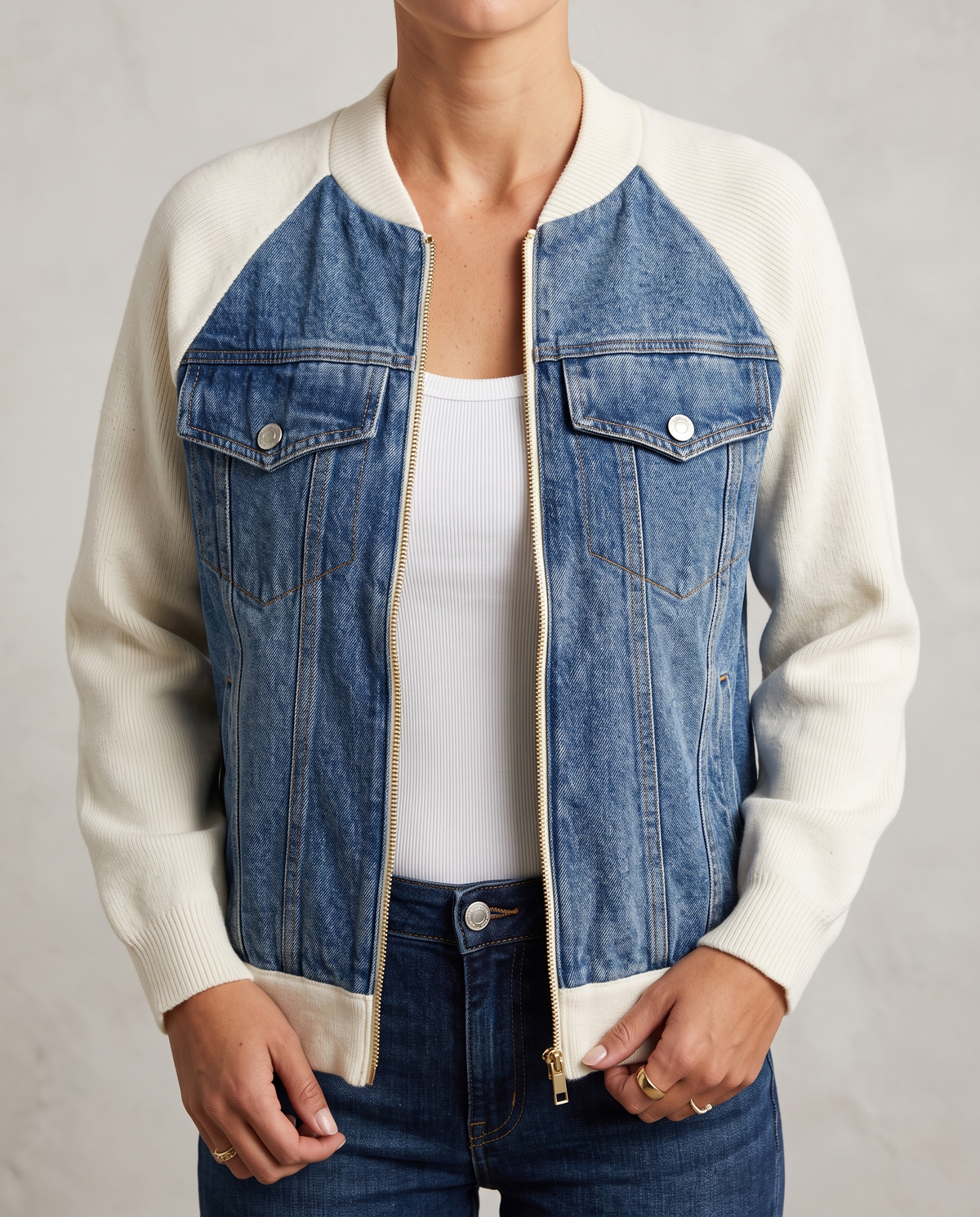 Élina | Veste en Jean Zippée - Bleu
