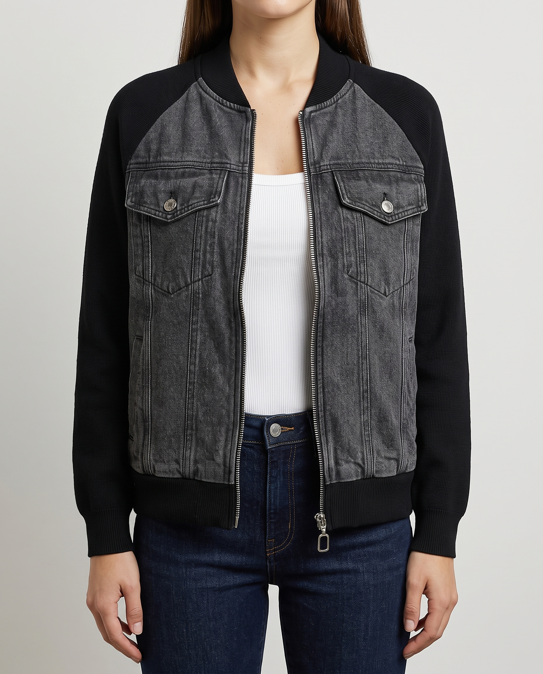Élina | Veste en Jean Zippée - Noir