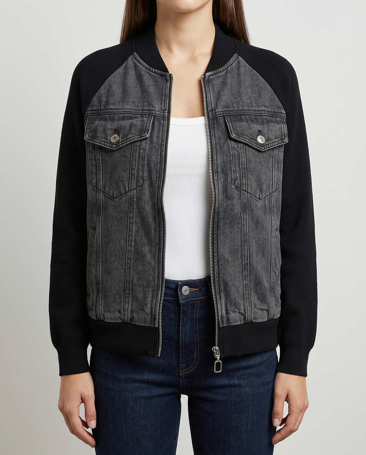 Élina | Veste en Jean Zippée - Noir