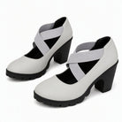 Maëlys | Escarpins Mary Jane à Plateforme – Gris Simili Cuir