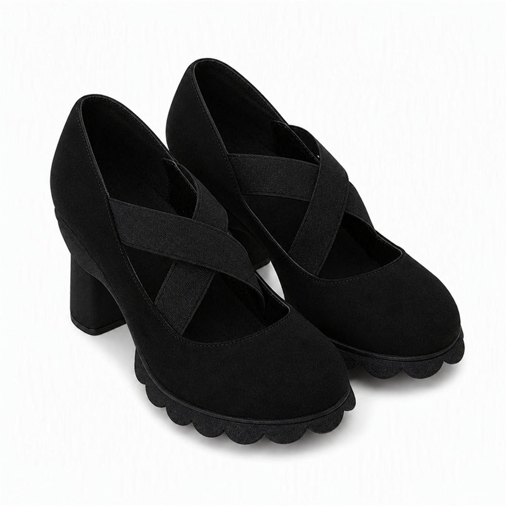 Maëlys | Escarpins Mary Jane à Plateforme – Noir Simili Cuir