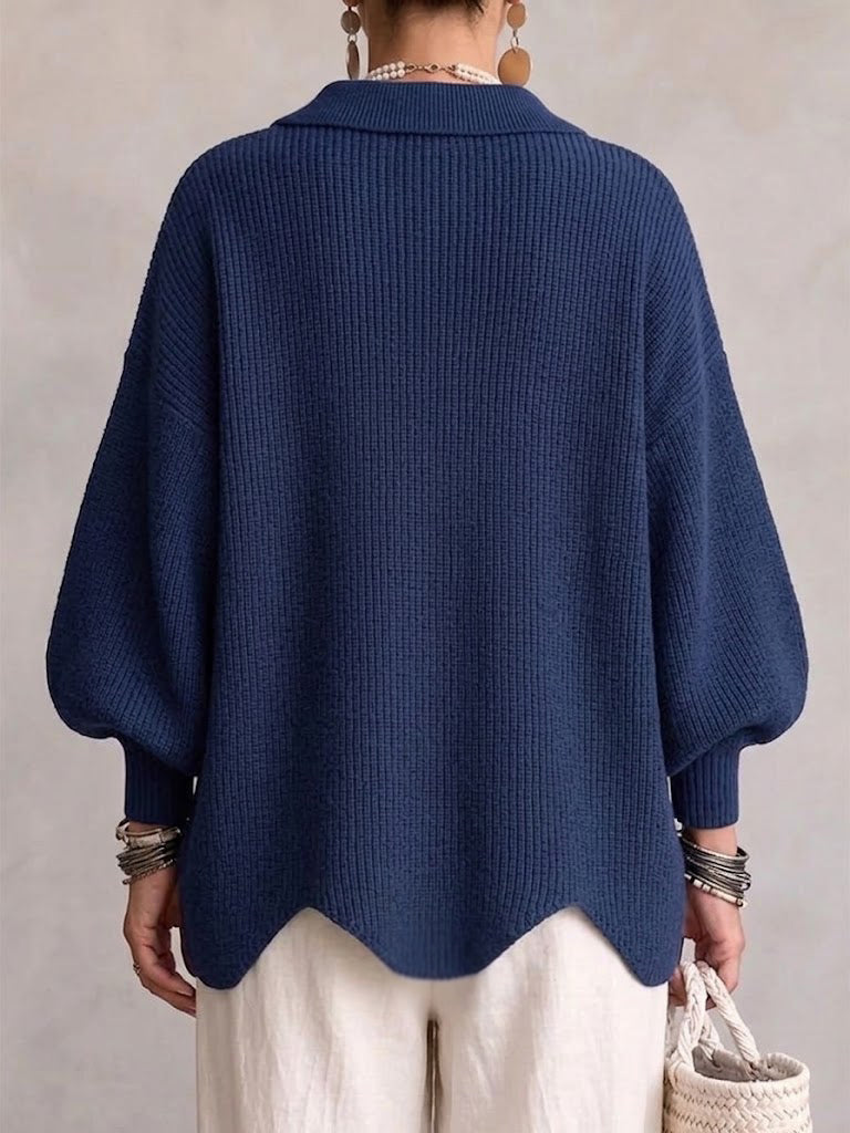 Lola | Cardigan Oversize à Gros Boutons Dorés - Bleu Marine